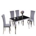 JP DT840 Dining table160cm (Black Glass) & JP CH250 Plush Velvet Grey Chairs By Jesse plana