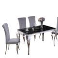 JP DT840 Dining table160cm (Black Glass) & JP CH250 Plush Velvet Grey Chairs By Jesse plana