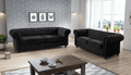 TSS - Chesterfield - 3+2 Seater Sofa Set - Black  Plush Velvet