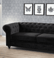 TSS - Chesterfield - 3+2 Seater Sofa Set - Black  Plush Velvet