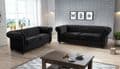 TSS - Chesterfield - 3+2 Seater Sofa Set - Black  Plush Velvet