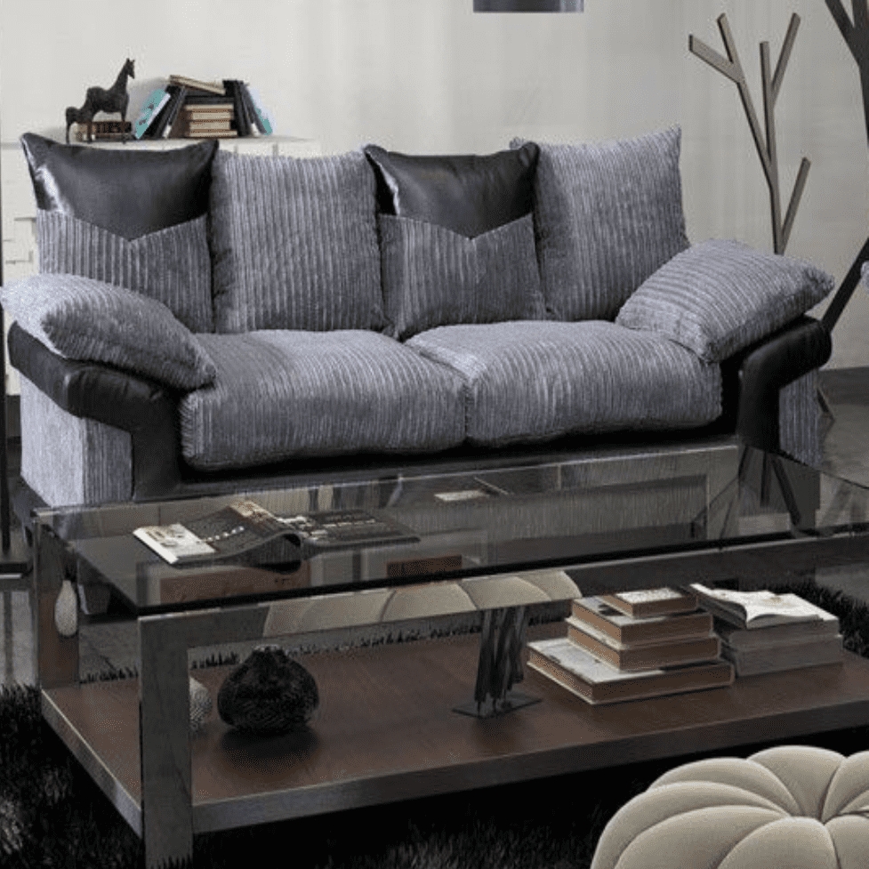 TSS - Fabric Black and Grey Fixed Sofa