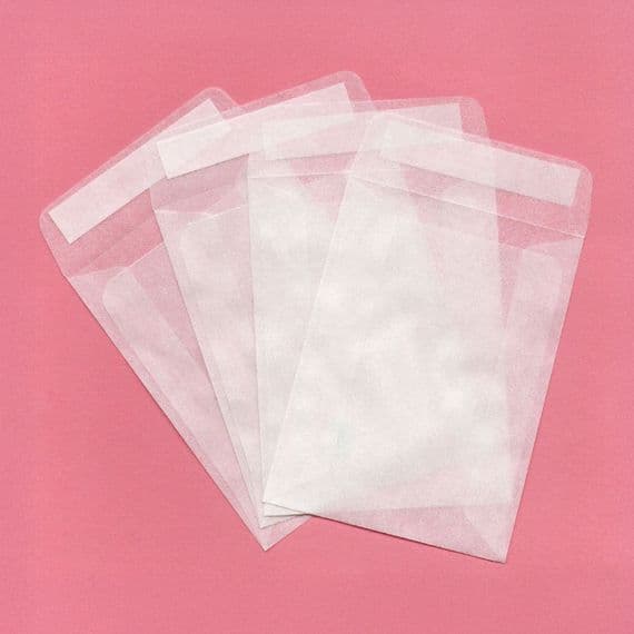50  89mm x 117mm PEEL & SEAL GLASSINE ENVELOPES /BAGS  - Eco Friendly
