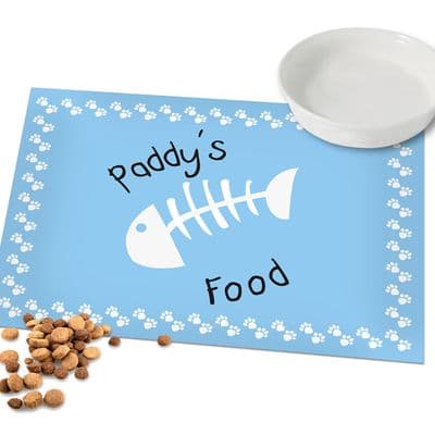 Personalised Cat Placemat - Blue Paw Print