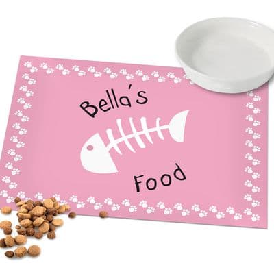 Personalised Cat Placemat - Pink Paw Print