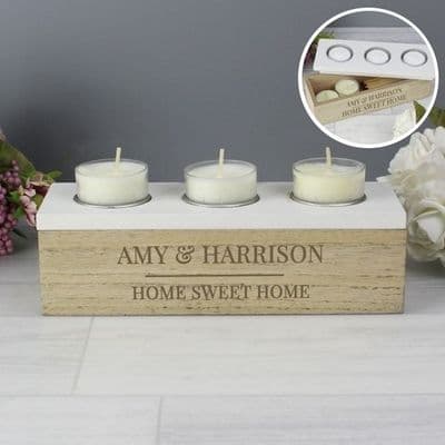 Personalised Classic Triple Tea Light Box