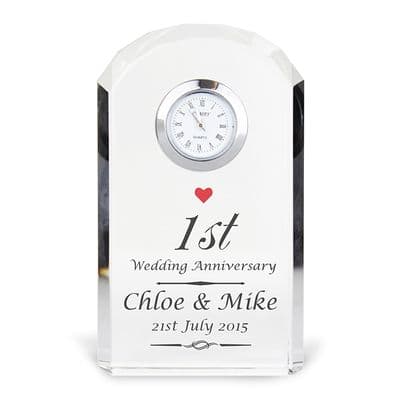 Personalised Crystal Clock - Heart Motif