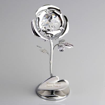 Personalised Crystocraft Rose With Heart Ornament