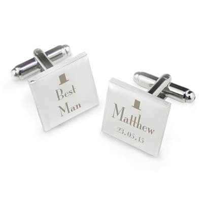 Personalised Decorative Wedding Best Man Square Cufflinks