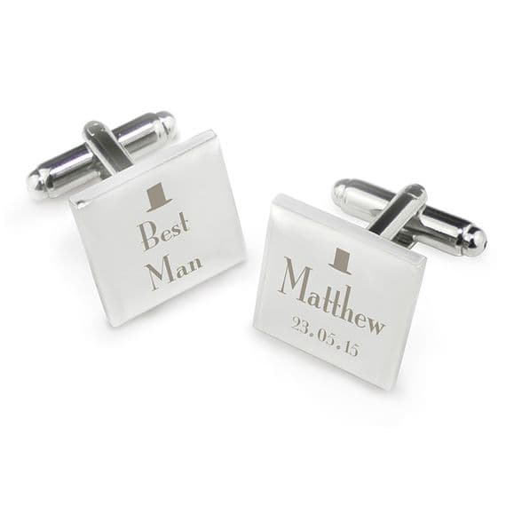 Personalised Decorative Wedding Best Man Square Cufflinks