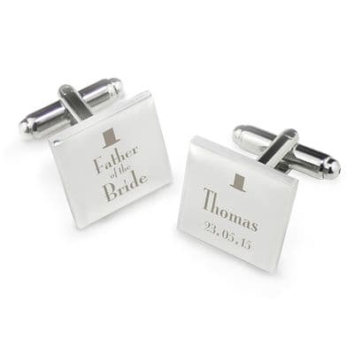 Personalised Decorative Wedding Father of the Bride Square Cufflinks