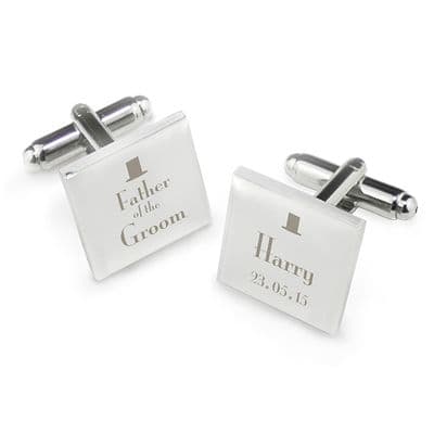 Personalised Decorative Wedding Father of the Groom Square Cufflinks