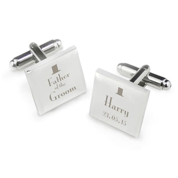Personalised Decorative Wedding Father of the Groom Square Cufflinks