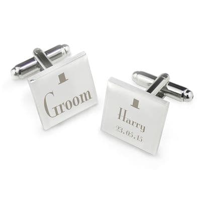 Personalised Decorative Wedding Groom Square Cufflinks