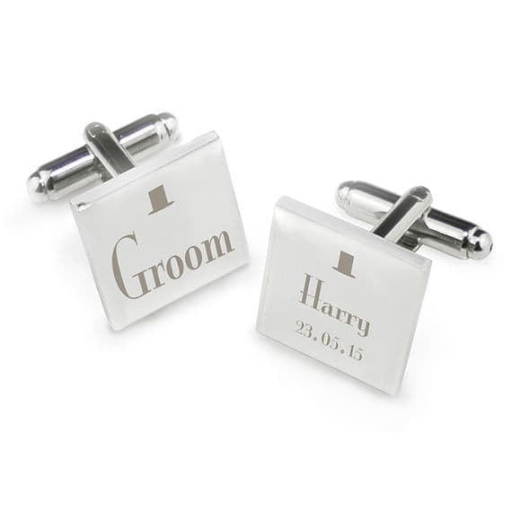 Personalised Decorative Wedding Groom Square Cufflinks