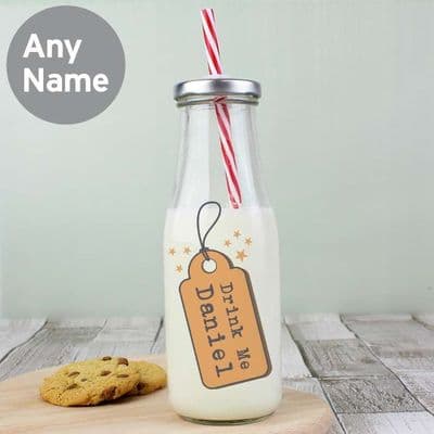 Personalised Drink Me Milk Bottle