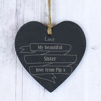 Personalised Garden Bloom Slate Heart