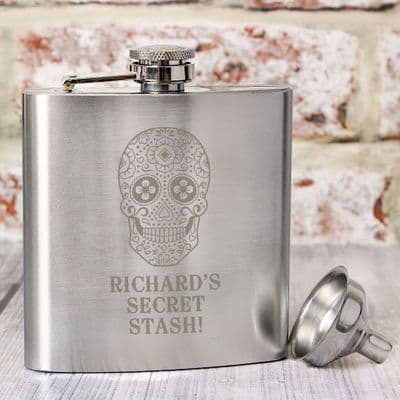 Personalised Hip Flask - Sugar Skull