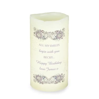 Personalised LED Candle -  Floral Spiral