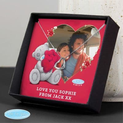 Personalised Me To You Photo Upload Sentiment Silver Tone Necklace and Box