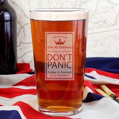 Personalised Pint Glass - Dont Panic