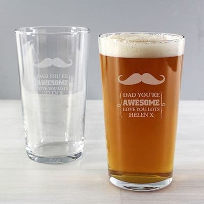 Personalised Pint Glass - Moustache