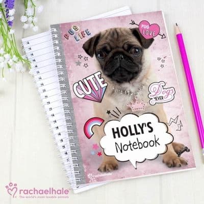 Personalised Rachael Hale A5 Notebook - Doodle Pug