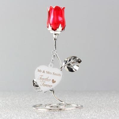 Personalised Red Rose Bud Ornament - Together Forever