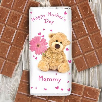 Personalised Teddy Flower Chocolate Bar