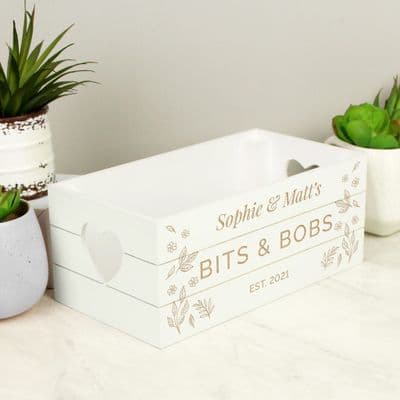Personalised White Wooden Crate - Free Text