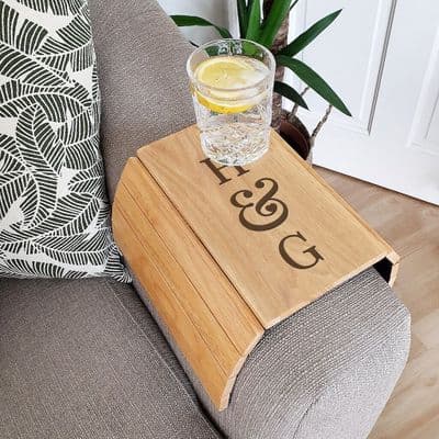Personalised Wooden Sofa Tray - Initials