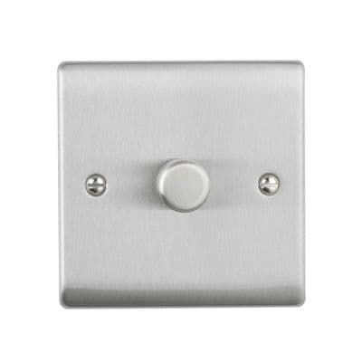 1G LED Dimmer 5-100W LED - Brushed Steel