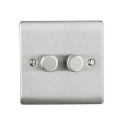 2G LED Dimmer 5-100W LED - Brushed Steel