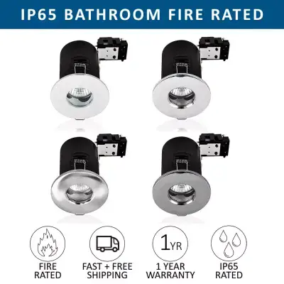 Bathroom Downlight Spot Fitting IP65 All Colours & Free LED Bulbs