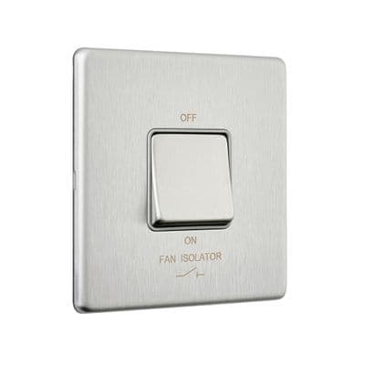 Brushed Steel Screwless Fan Isolator Switches