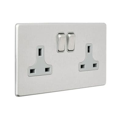 Brushed Steel Screwless Sockets