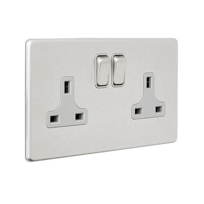 Brushed Steel Screwless Sockets