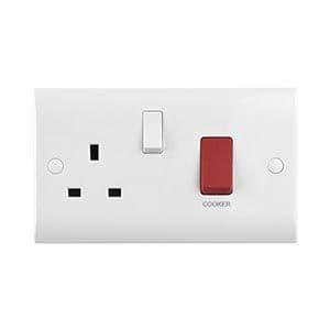 Curved Edge 45A DP Cooker Switch with 13A Socket CE550