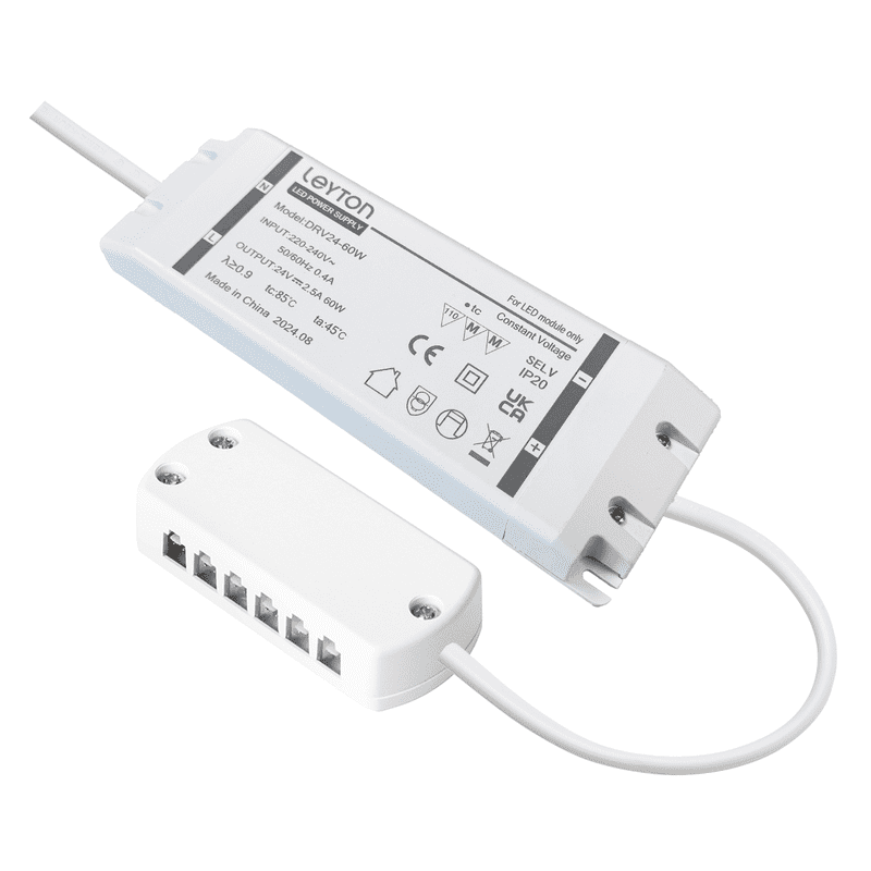 DRV24-60W-JB6-1M 24V 60W LED driver with JB6 junction block