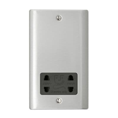 Dual Voltage Shaver Socket - Brushed Steel With Black Insert
