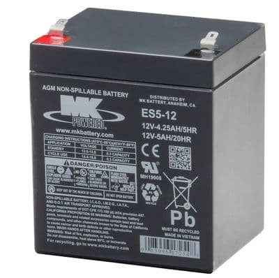 ES5-12 AGM MK Battery 12Volt 5Ah