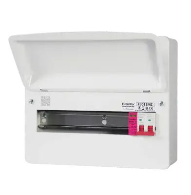 Fusebox F3011MZ Distribution Board with 100A Main Switch & SPD T2 with 11 Usable Ways