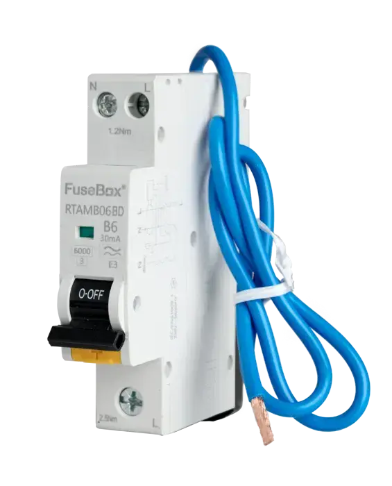 Round Rast Fix Box Fusebox RTAMB06BD Mini Bi-Directional RCBO 6AMP Type A 30mA