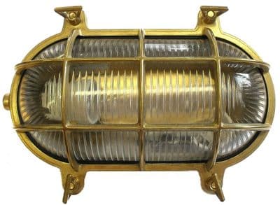 Lampfix Navigator 05844 Outdoor IP64 1 Light Large Standard Bulkhead Light in Raw Brass