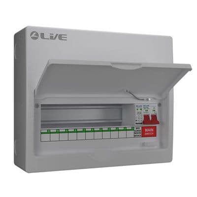 LSMC12M-SP LIVE 12 Way Metal Clad Surge Protection Consumer Unit 100A Main Switch (9 Usable Ways)
