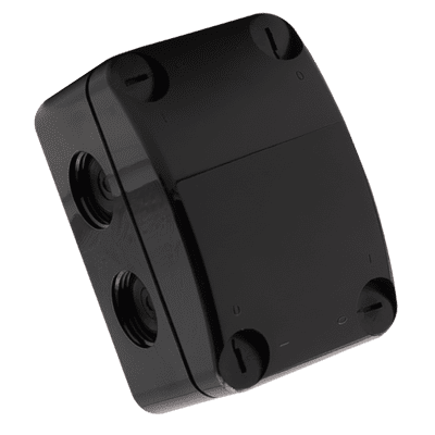 QOE5553BLKF 85 X 55 X 52MM IP66 WEATHERPROOF ENCLOSURE FURNISHED WITH 4 X 3 WAY LEVER CONNECTORS