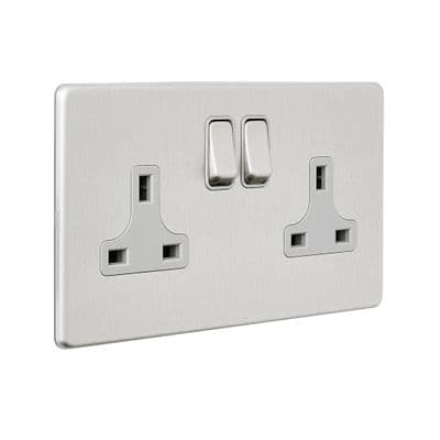 SAXBY Screwless  Brushed Steel Wiring Accessories