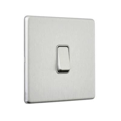 Screwless 10AX 1G 2-Way Switch - Brushed Steel With Grey Insert SL101BSG