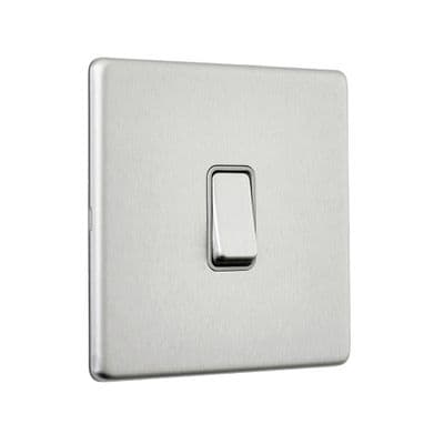 Screwless 10AX 1G Intermediate Switch - Brushed Steel With Grey Insert SL109BSG