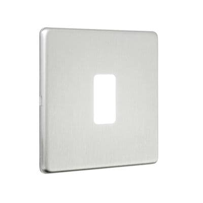 Screwless 1G Grid Front Plate - Brushed Steel SLGFP1BS
